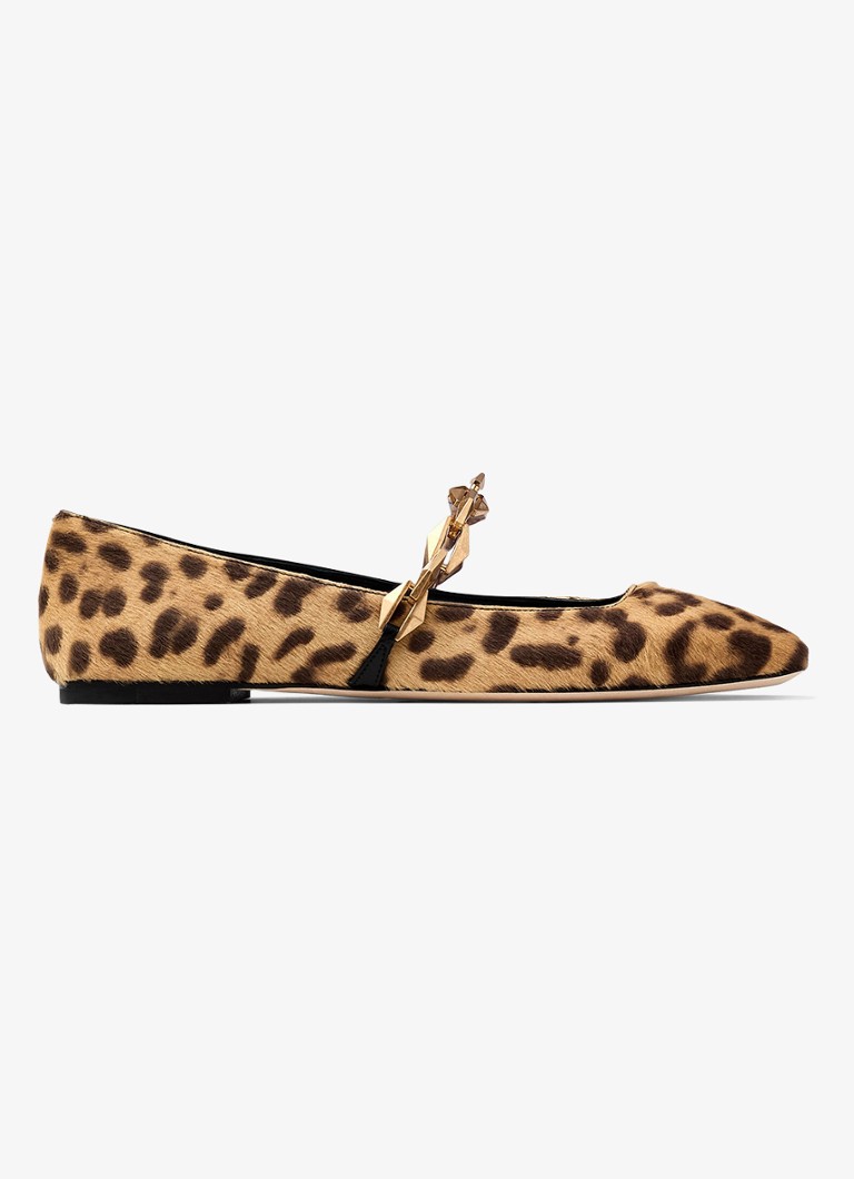 Jimmy Choo Diamond Tilda ballerina i kalveskinn med leopardtrykk