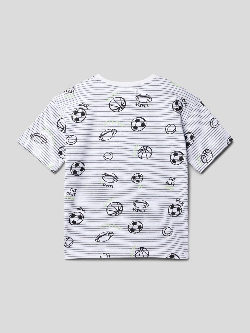 T-Shirt mit Streifenmuster in weiß