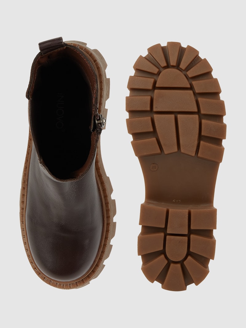 Lederboots mit Plateausohle in dunkelbraun
