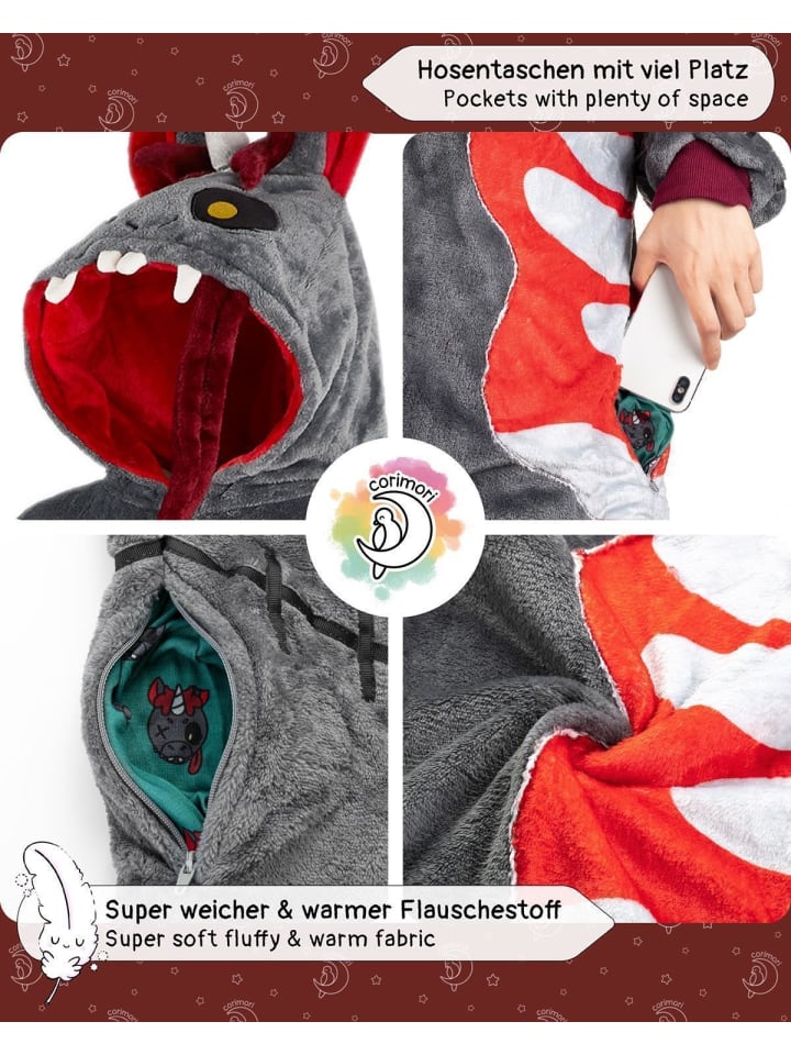 Corimori Zombie Ganzkörperkostüm Onesie für Erwachsene in Grau günstig kaufen
