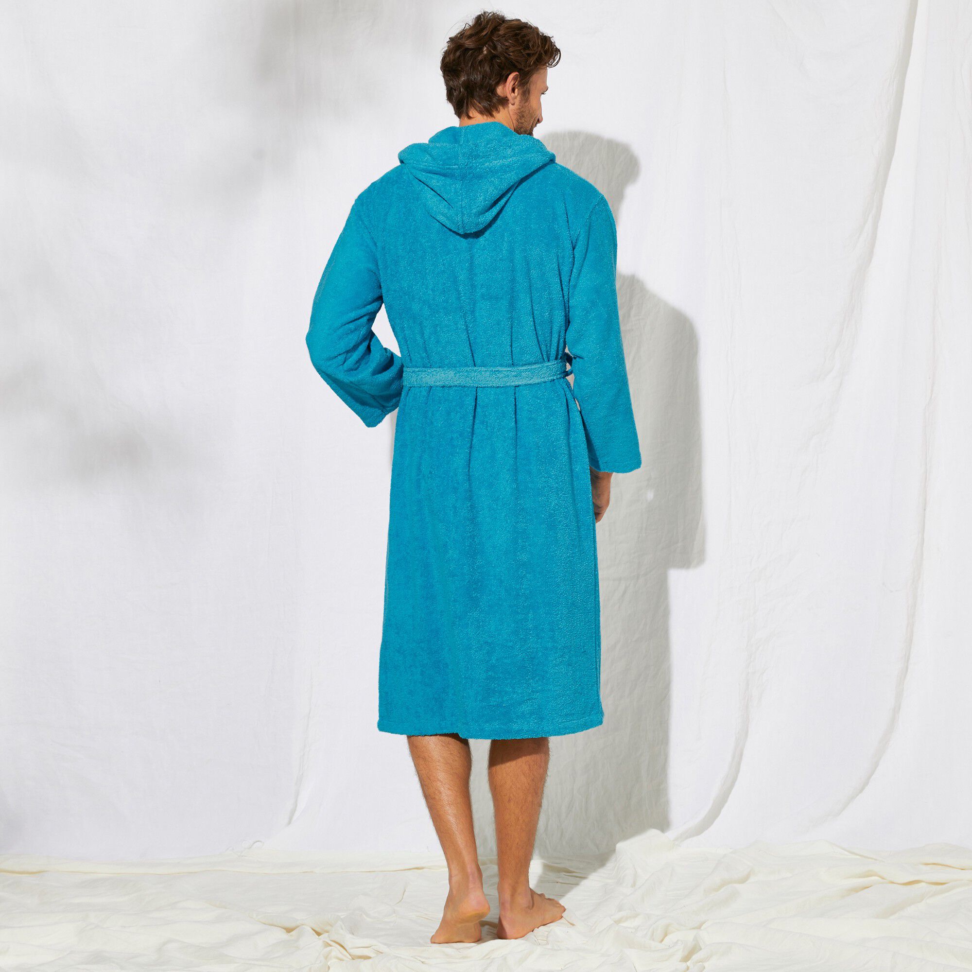 Peignoir mixte adulte col capuche éponge bouclette