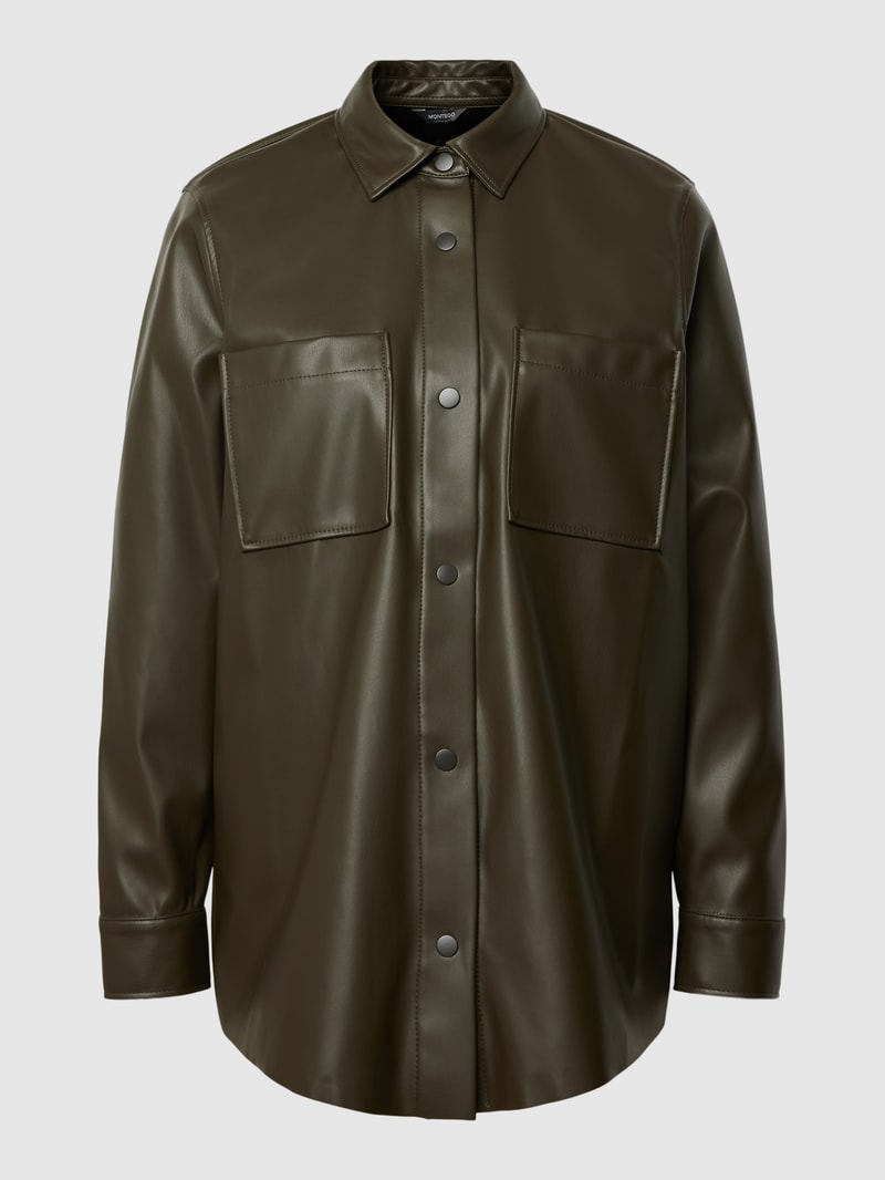 Blazer in Leder-Optik in olivgrün