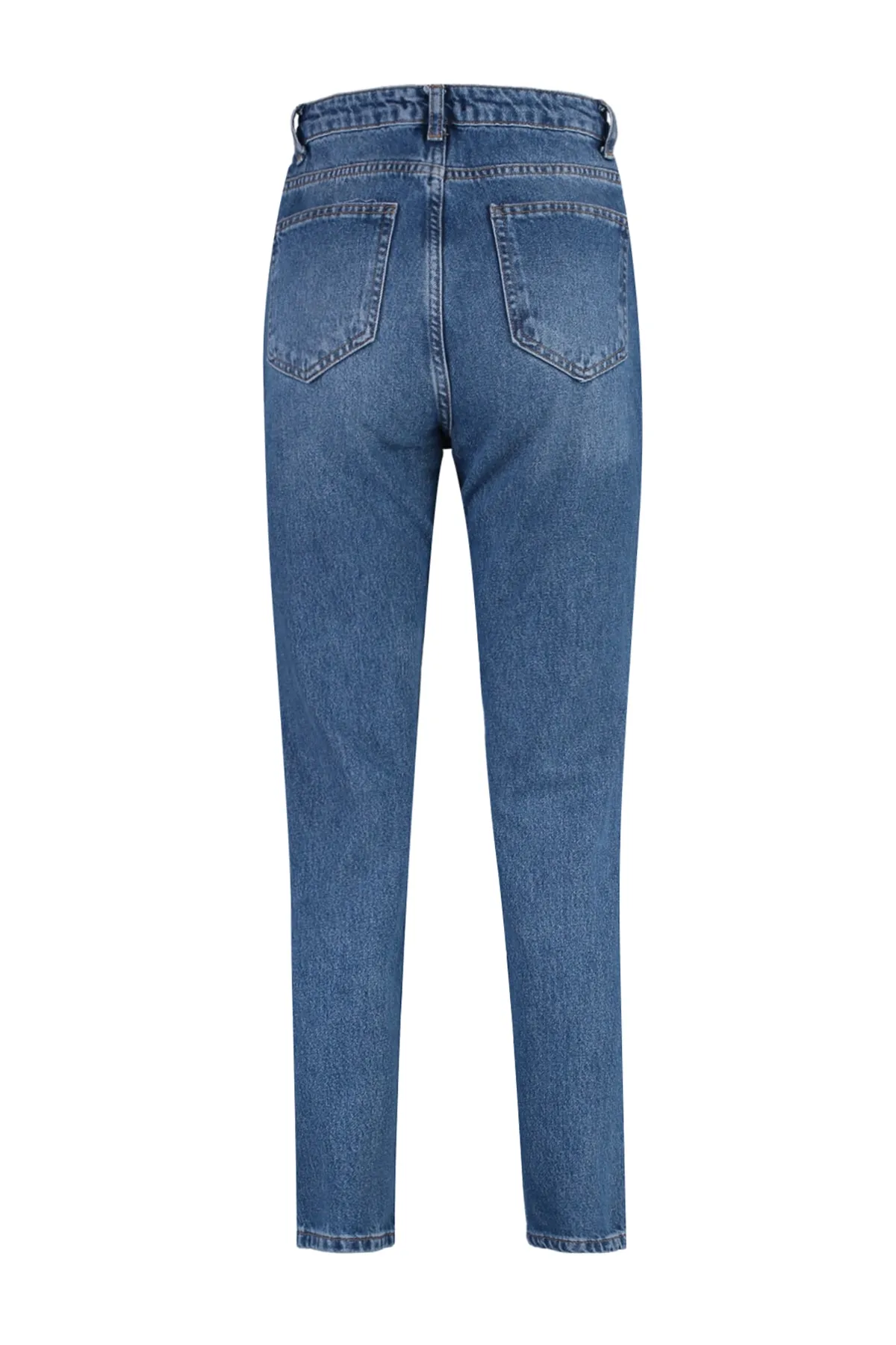 Trendyol Collection  Indigoblaue, verwaschene Mom-Jeans mit hoher Taille TWOSS20JE0099
