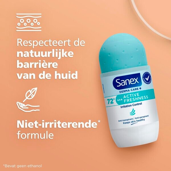 Sanex Derma Care  Active Freshness 72h Antitranspirant Deodorant Roller 53ml - Alle huidtypes