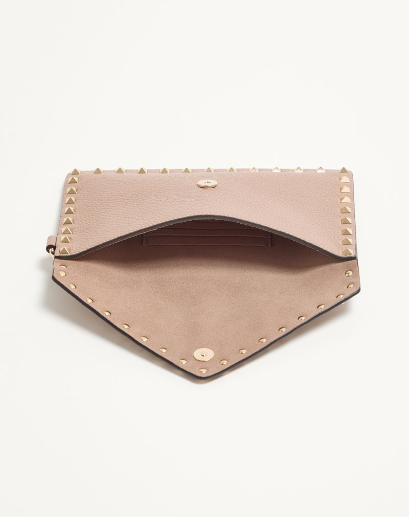 Bolsa Rockstud em couro de bezerro granada