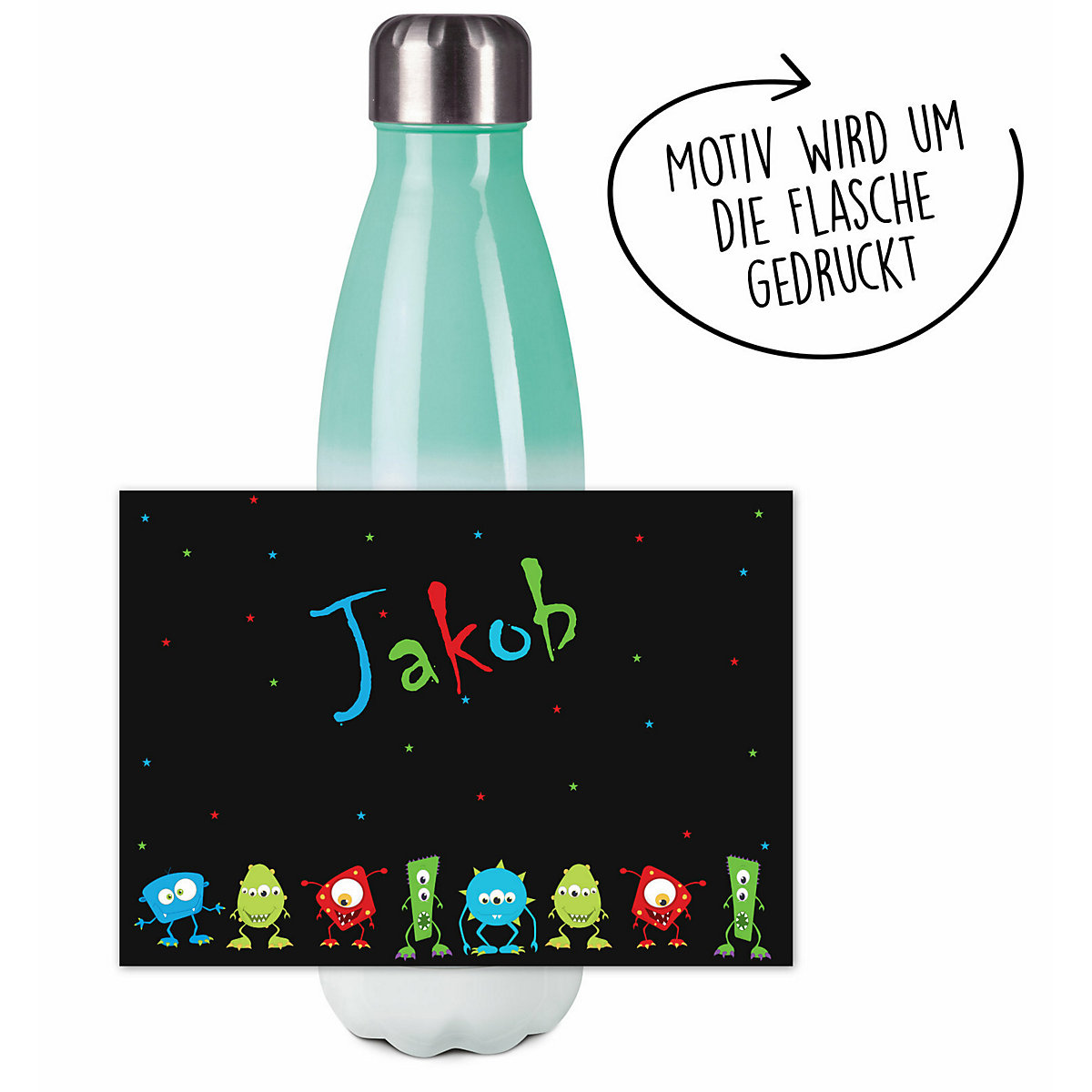 Edelstahl Kinder Thermoflasche / Trinkflasche bunt Monsterparade Spülmaschinenfest, Auslaufsicher, Bruchfest, Doppelwandig, Für Heißgetränke geeignet, Mit Deckel, Isoliert
