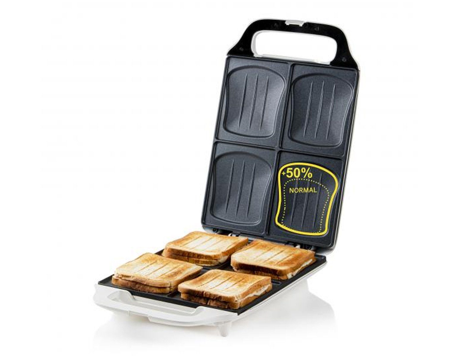 Domo Sandwichmaker, 1800 W, 4er Toaster XXL Snack Panini-Maker & Gabel extra tief große Toasties