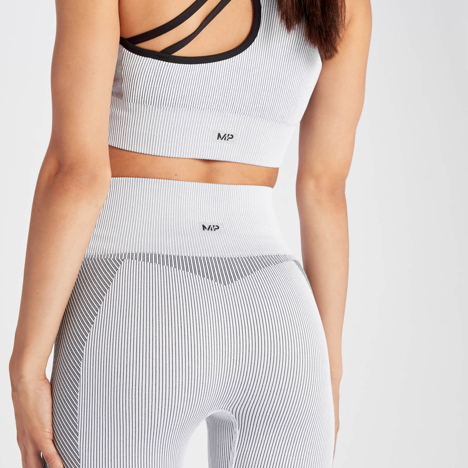 Legging côtelé sans coutures MP Contrast pour femmes – Blanc/Noir
