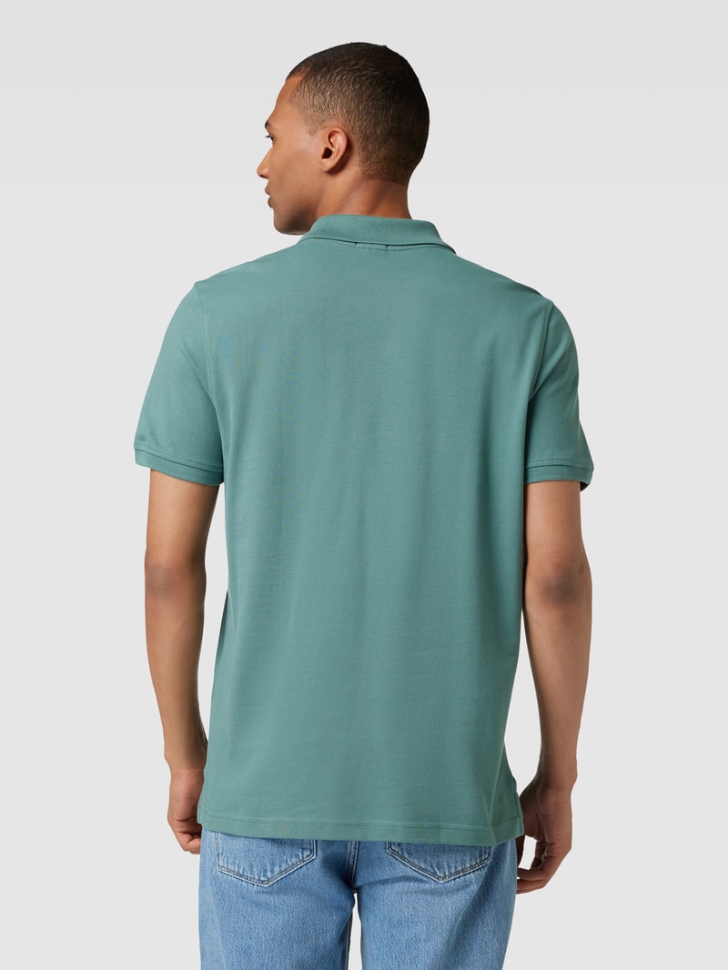 Poloshirt mit Label-Stitching in neon blau