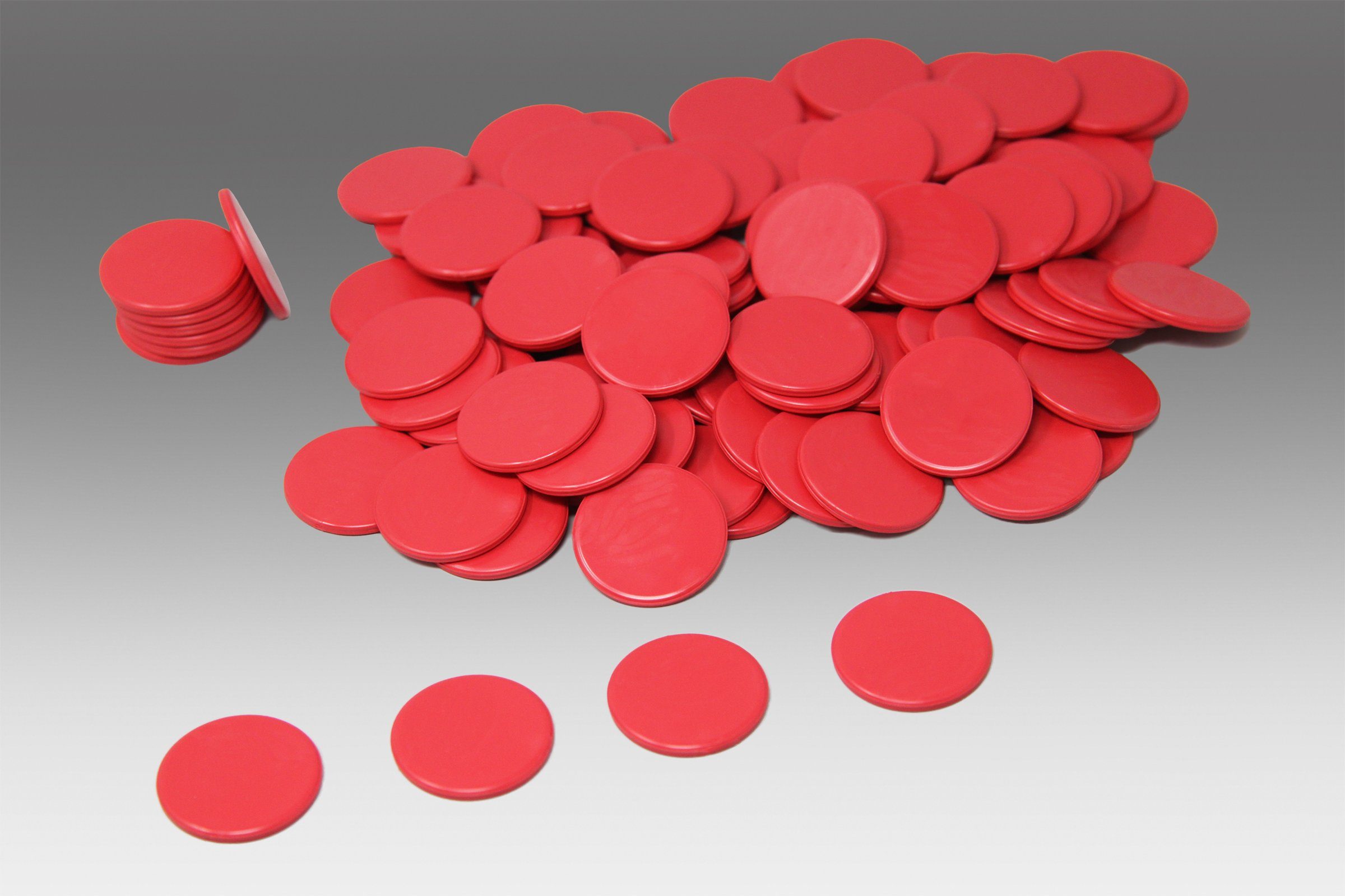 Wissner® aktiv lernen Lernspielzeug Spielchips Rot (100 Stück), Zählchips Marker Tokens 25 mm RE-Plastic®, RE-Plastic®