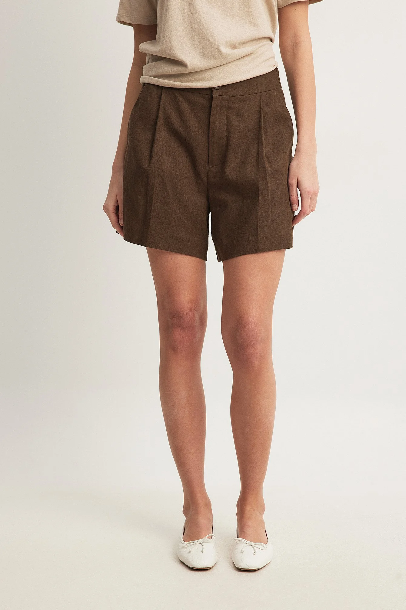 Shorts aus Leinen-Mix mit elastischem Rücken