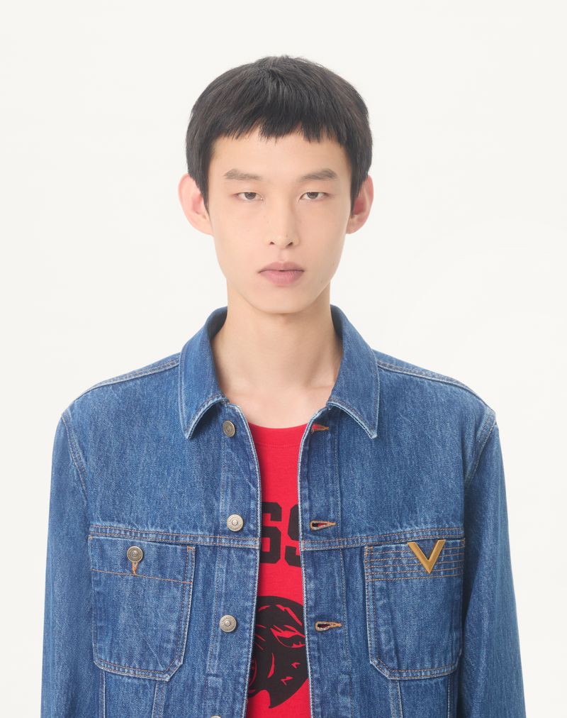 Valentino denimjack met V-gouden accenten