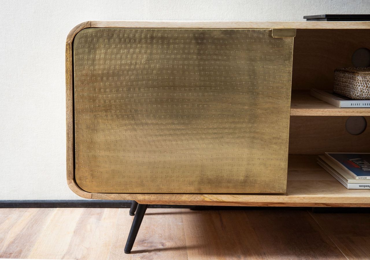 Wohnling Lowboard Mango Massivholz 160x55x41 cm