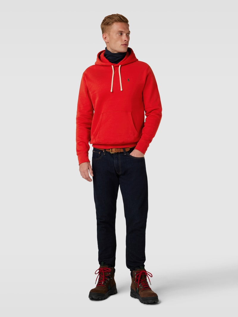 Hoodie mit Label-Stitching in orange