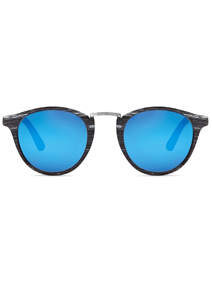 styleBREAKER Sonnenbrille in Schwarz-Silber / Blau verspiegelt günstig kaufen onesize