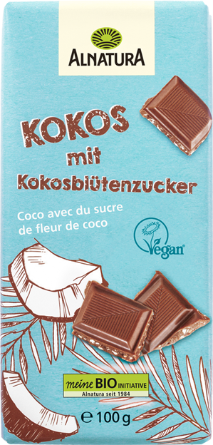 Alnatura Bio Vegane Schokolade Kokos mit Kokosblütenzucker vegan