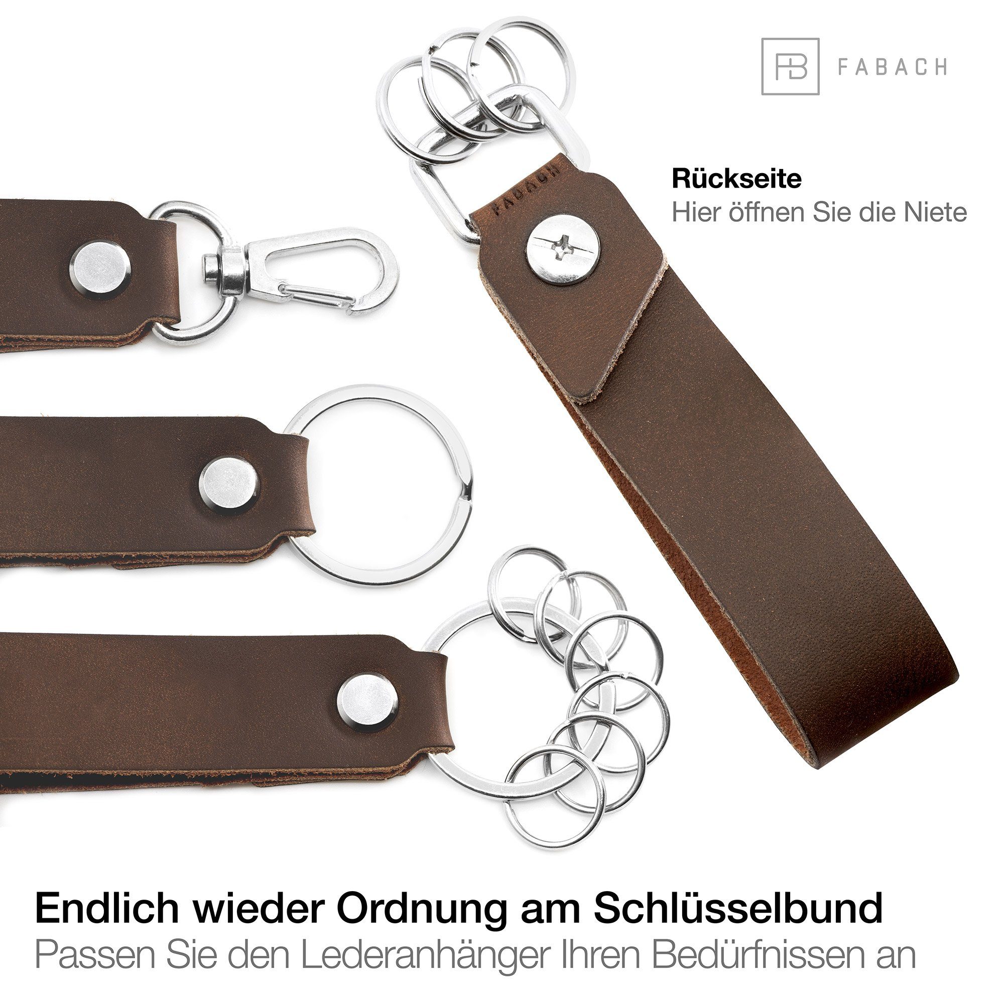 FABACH Schlüsselanhänger Leder Anhänger mit wechselbarem Schlüsselring - Gravur Lieblingsmensch