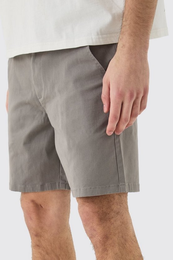 Graue Slim-Fit Chino-Shorts
