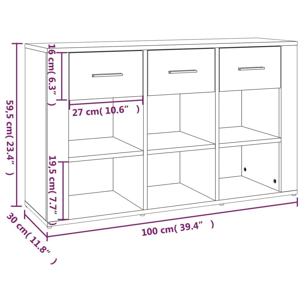 vidaXL Sideboard Sideboard Betongrau 100x30x59,5 cm Holzwerkstoff (1 St)