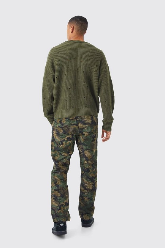 Camouflage Cargo-Hose mit geradem Bein