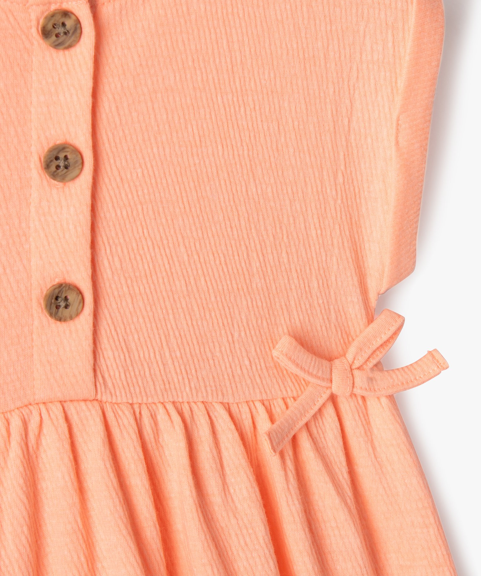 Robe bébé fille avec haut boutonné et jupe large orange clair | GEMO