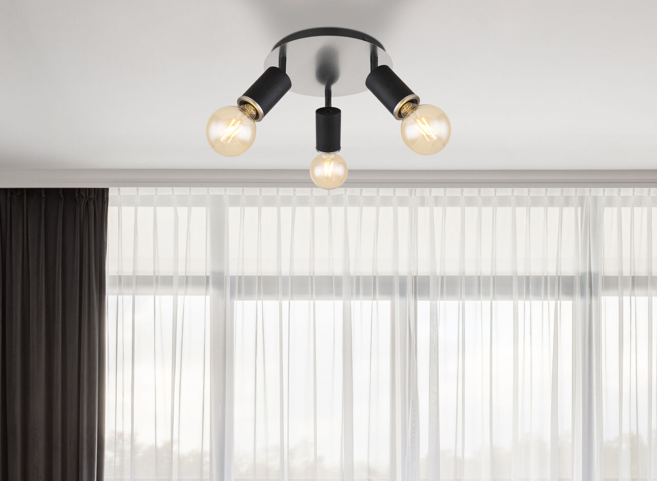 Globo Lighting - JOSEBA - Strahler Metall schwarz matt, 3x E27