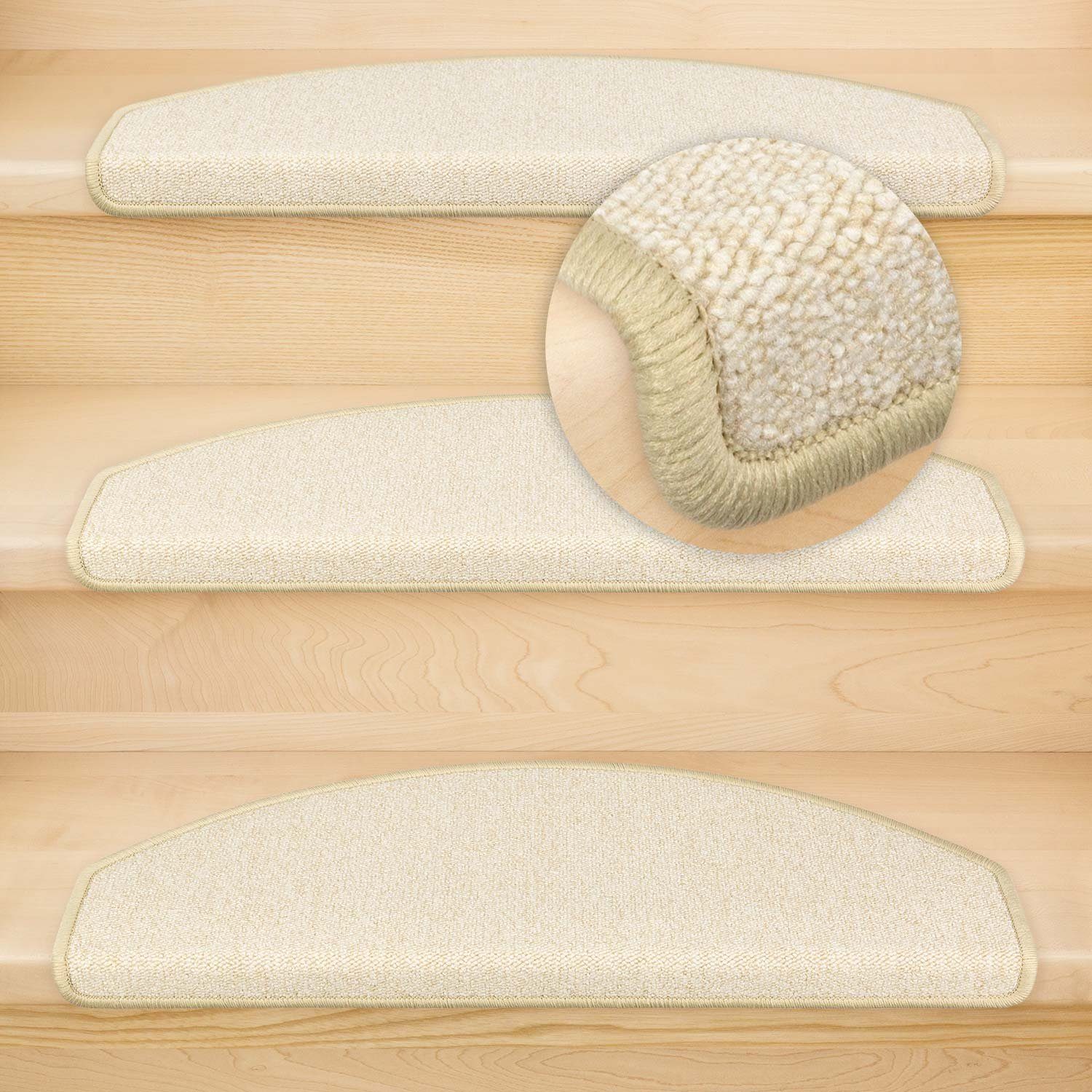 Stufenmatte Stufenmatten Vorwerk Durango Halbrund Hellbeige 15 Stück, Metzker®, halbrund, Höhe: 8 mm, 15 Stück im Set - Hellbeige