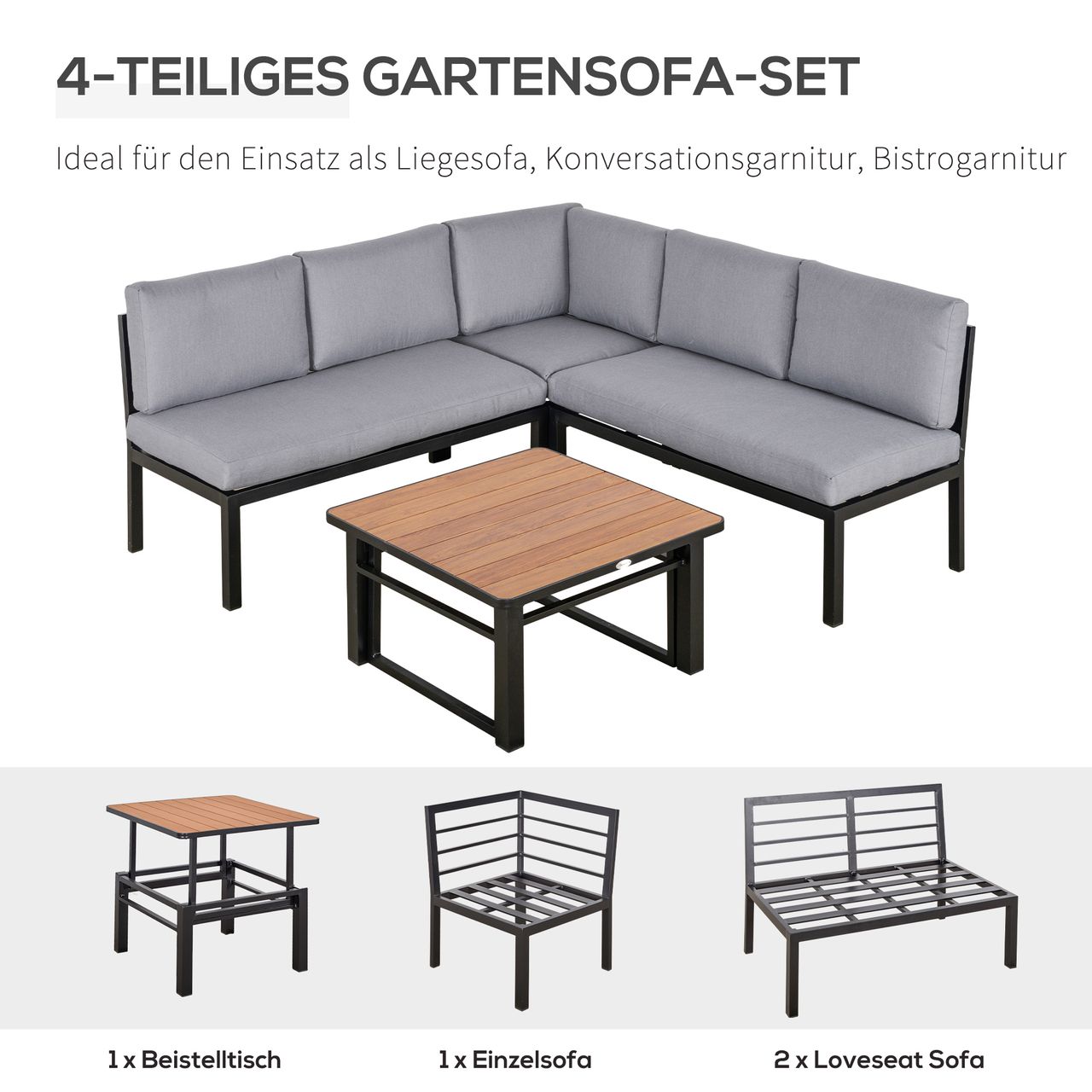 Outsunny 4-tlg. Gartengarnitur