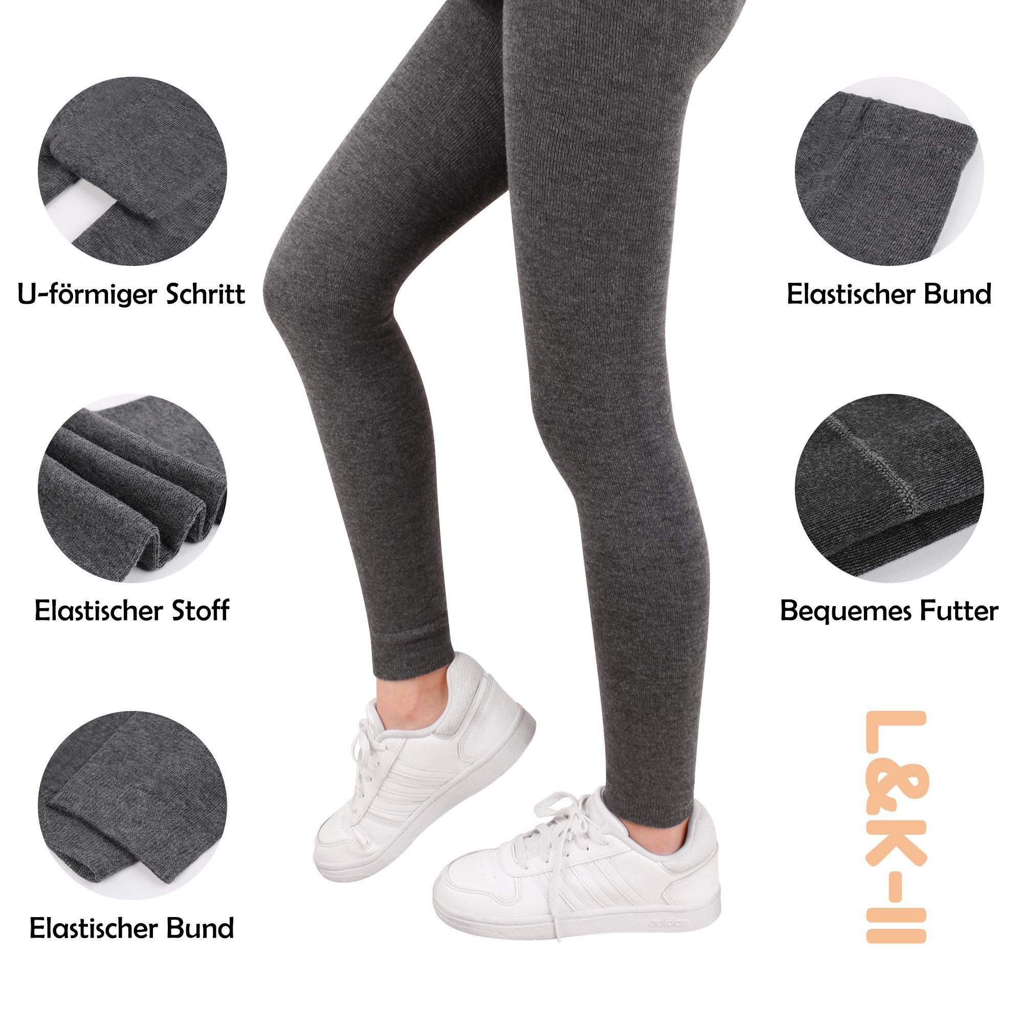 L&K-II Feinstrumpfleggings 2764 (3er-Pack) Jungen Leggings Knöchellang aus Baumwolle