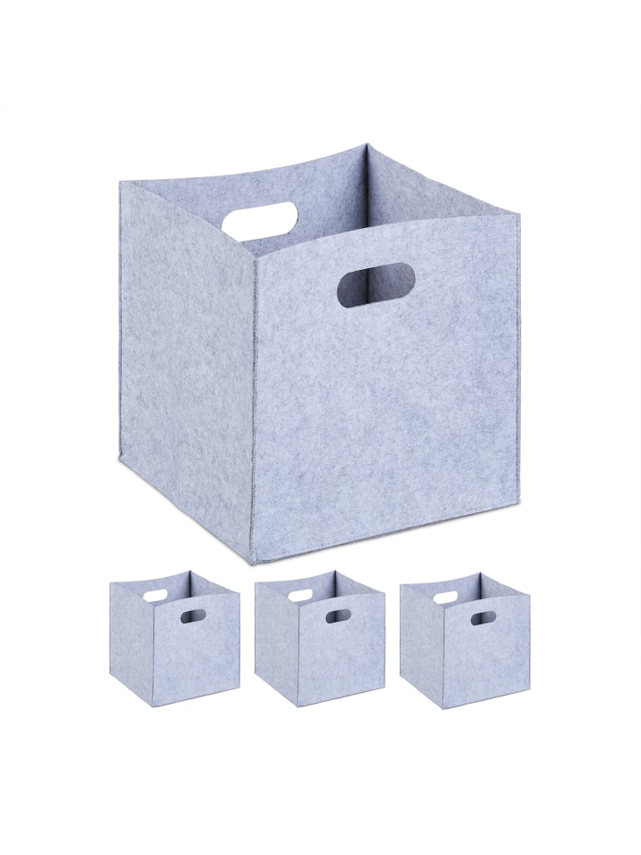relaxdays 4 x Aufbewahrungsbox in Grau - (B)30 x (H)30 x (T)30 cm günstig kaufen onesize