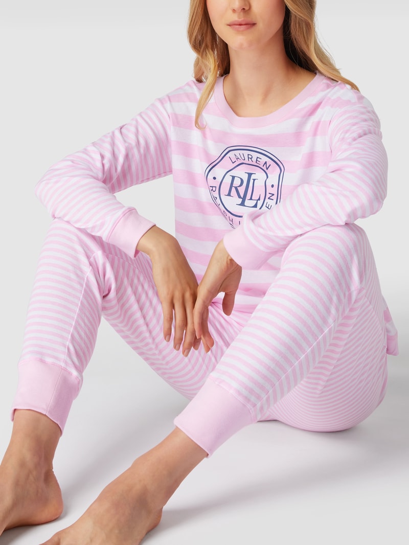 Pyjama mit Label-Print in pink