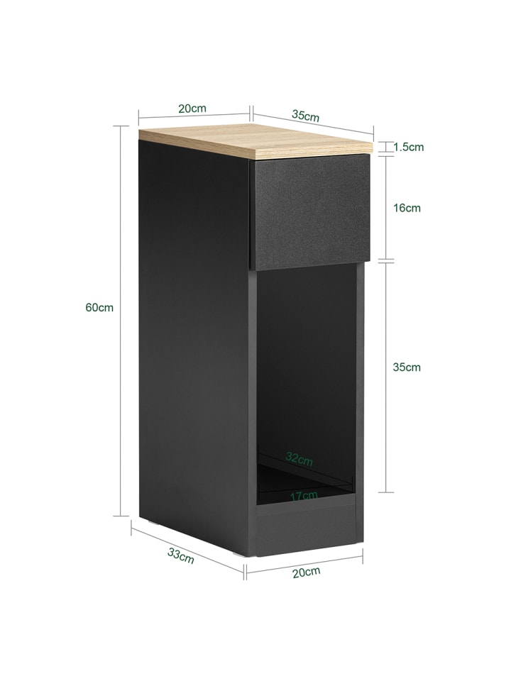 SoBuy Nachttisch in Schawrz - (B)20 x (H)60 x (T)35cm günstig kaufen onesize