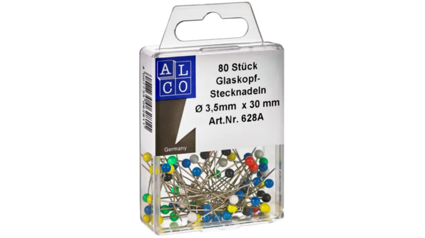 ALCO Glaskopfstecknadel 80 Stück farbig