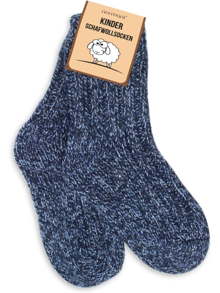 normani 3 Paar Kinder Norwegersocken mit Schafwolle in Marine/Hellgrau/Dunkelgrau günstig kaufen