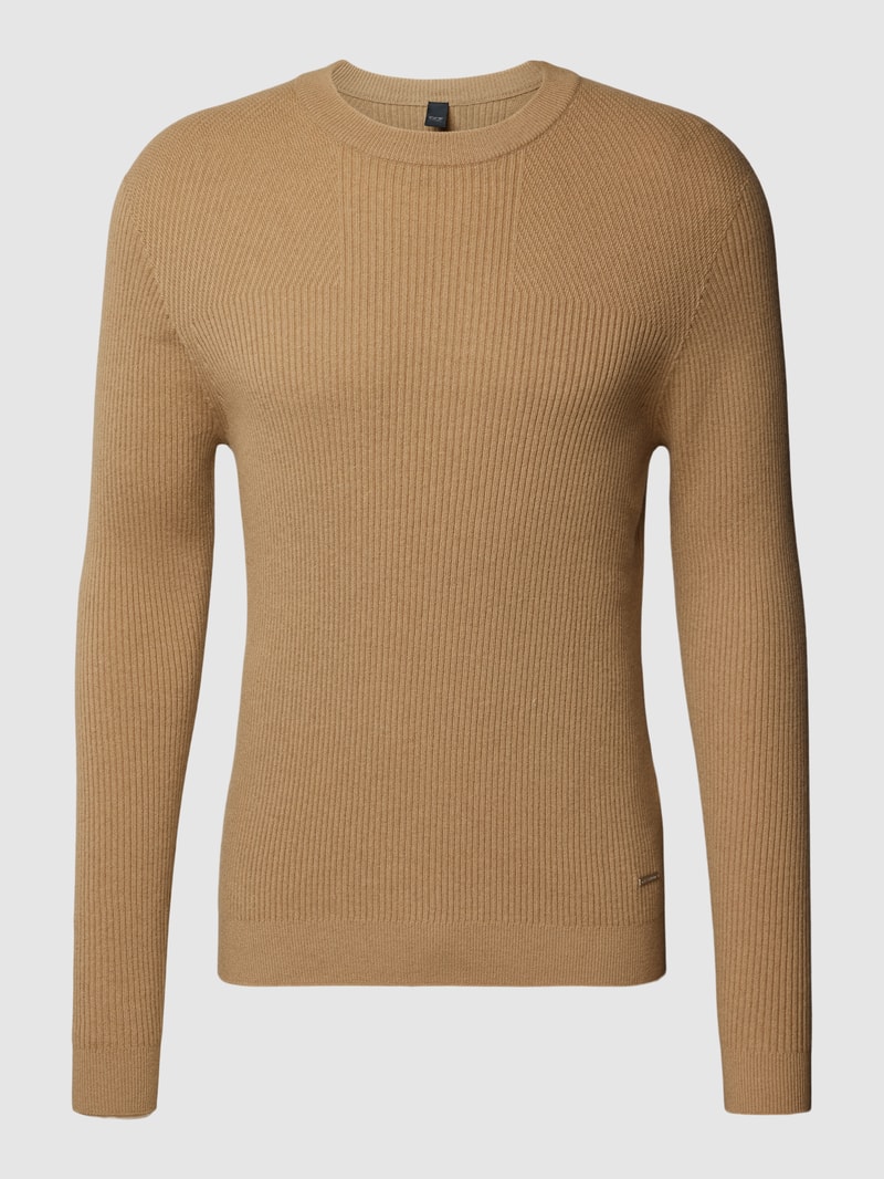 Strickpullover mit Rundhalsausschnitt Modell 'FLAAK' in beige