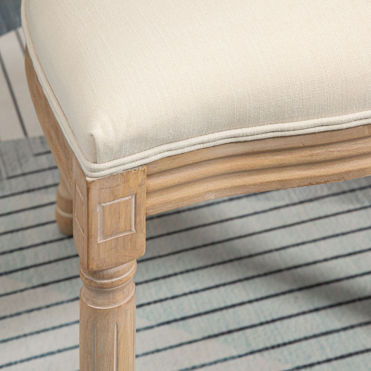 HOMCOM 2er Set Esszimmerstühle Küchenstuhl mit Rattan-Rückenlehne Linen-Touch