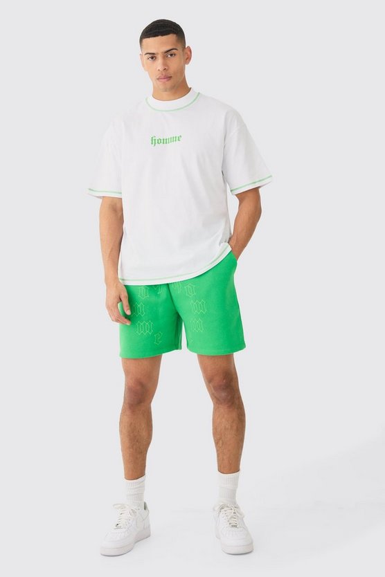 Oversize T-Shirt & Shorts mit Herz-Print und Kontrast-Naht