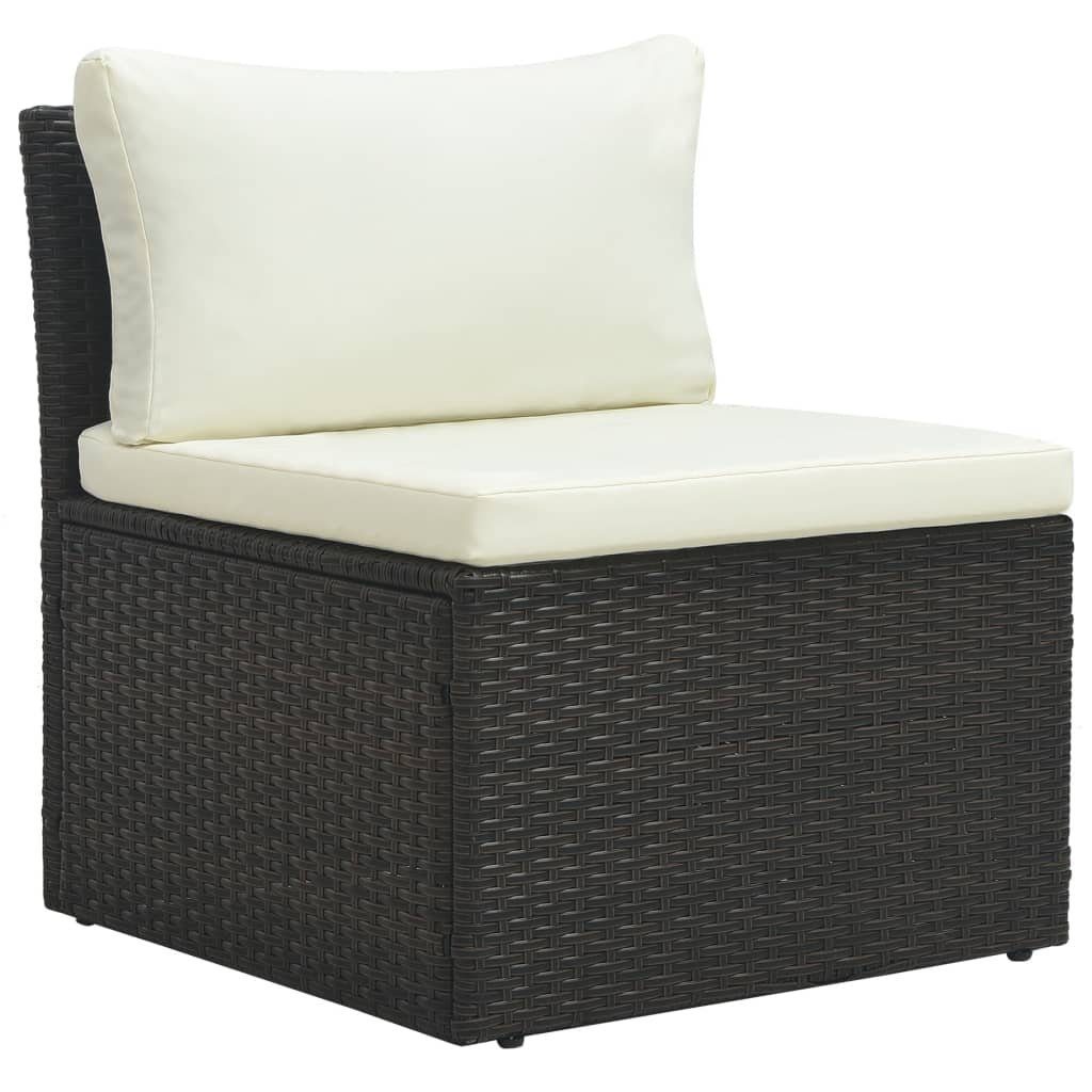 vidaXL Loungesofa 4-tlg. Garten-Lounge-Set mit Auflagen Poly Rattan Braun, 1 Teile