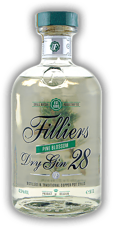 Filliers Dry Gin 28 Pine Blossom Filliers Dry Gin 28 Pine Blossom Premium Gin mit unverwechselbaren Aromen - fein ausbalanciert mit vollem weichem Geschmack. 0,5	 Liter - Vol 42,6%