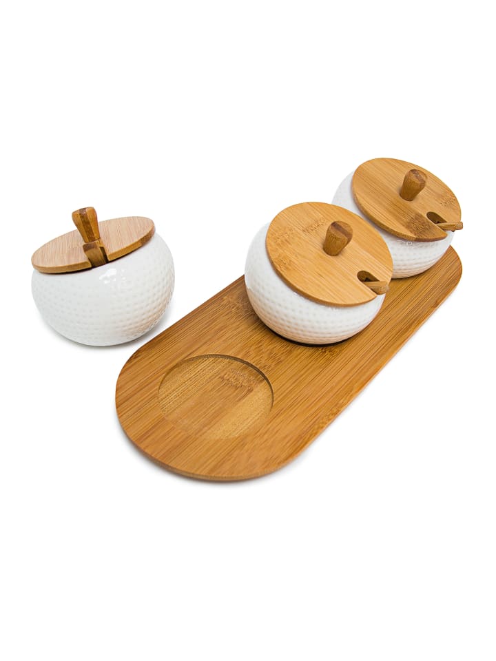 relaxdays Gewürzhalter Jiao in Natur/Weiß - (B)30,5 x (H)8,5 x (T)12 cm günstig kaufen onesize
