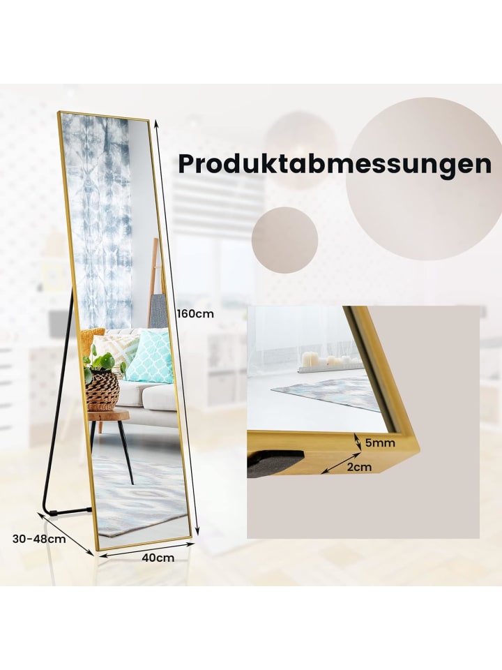 COSTWAY Ganzkörperspiegel 160x40cm in Gold günstig kaufen onesize