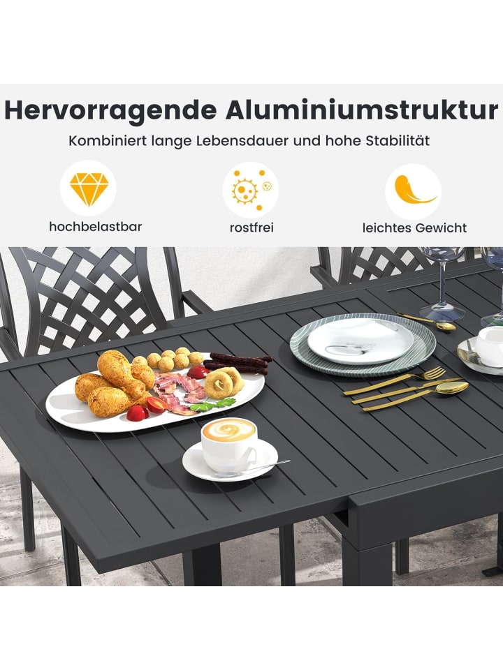 COSTWAY Gartentisch Aluminium ausziehbar in Grau günstig kaufen onesize
