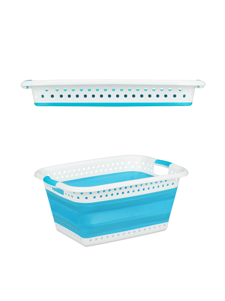 relaxdays Wäschekorb in Petrol - (B)61 x (H)27 x (T)45,5 cm günstig kaufen onesize