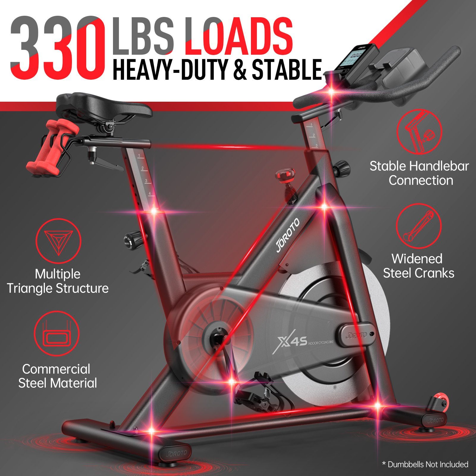 JOROTO Speedbike X4S, Heimtrainer Fahrrad mit Hintergrundbeleuchtem Bluetooth-Display