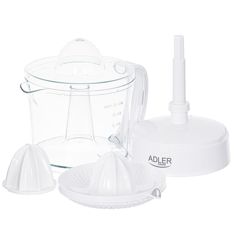 Adler Zitruspresse AD 4009, 60 W, 1L, 2 Presskegel, Saftpresse, Entsafter, Orangenpresse, weiß