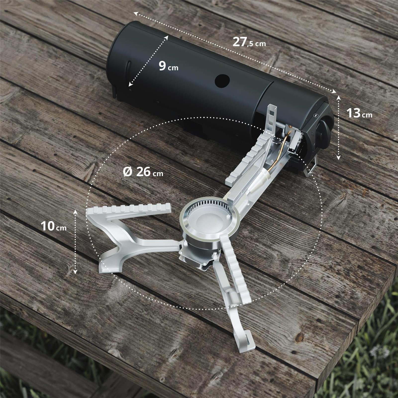 EVOCAMP Gaskocher faltbar, kompatibel mit 227g Gaskartuschen, inkl. Tragetasche