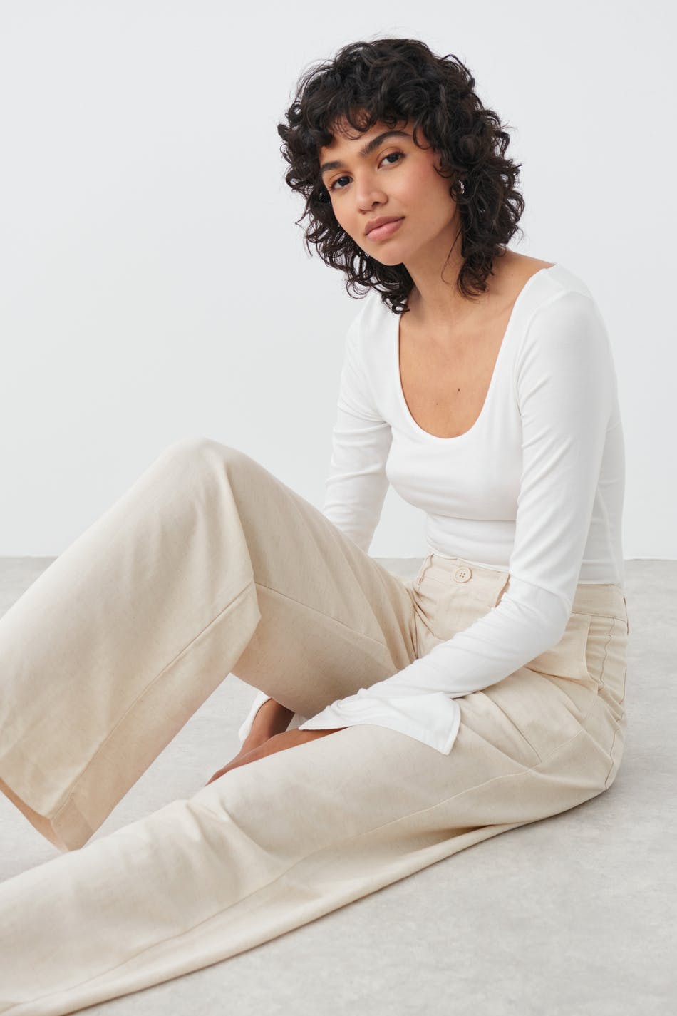 Linen blend trousers