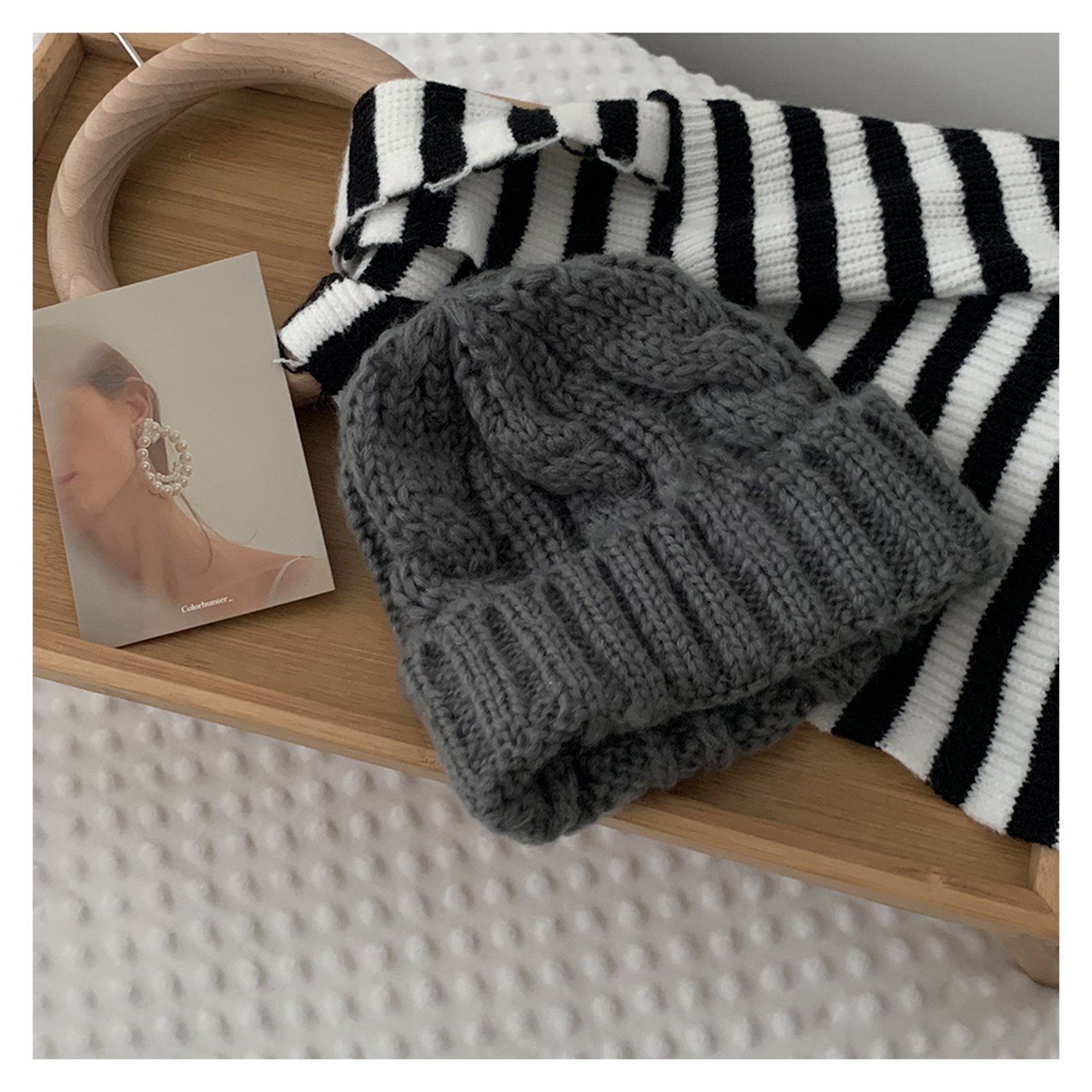 Blusmart Fischerhut Damen Winter-Strickmütze, Bequem, Wärmend, Ohrenschutz, Beanie