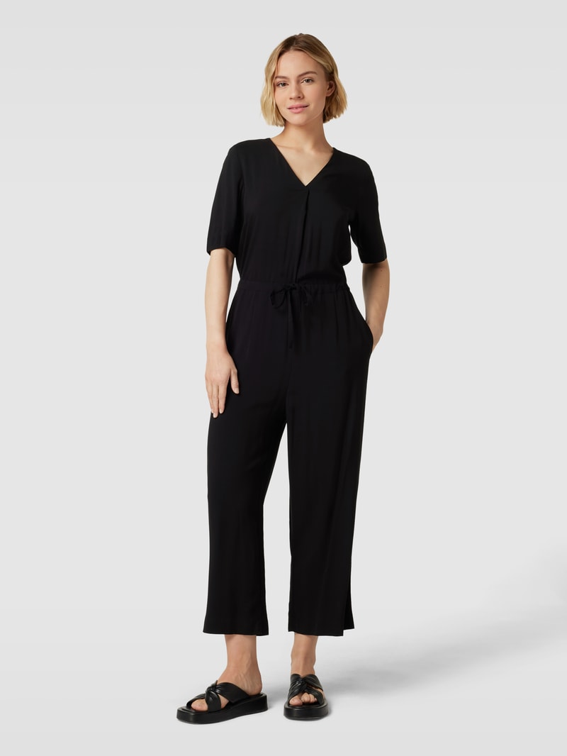 Jumpsuit aus Viskose mit Tunnelzug in schwarz