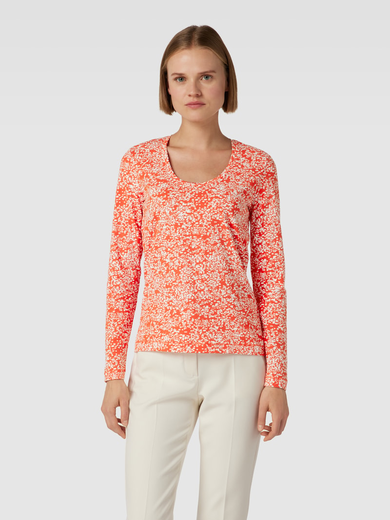 Longsleeve mit U-Boot-Ausschnitt in koralle